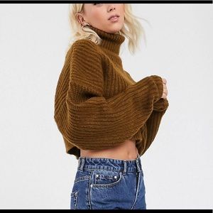 Asos design cropped roll neck jumper in over size shape